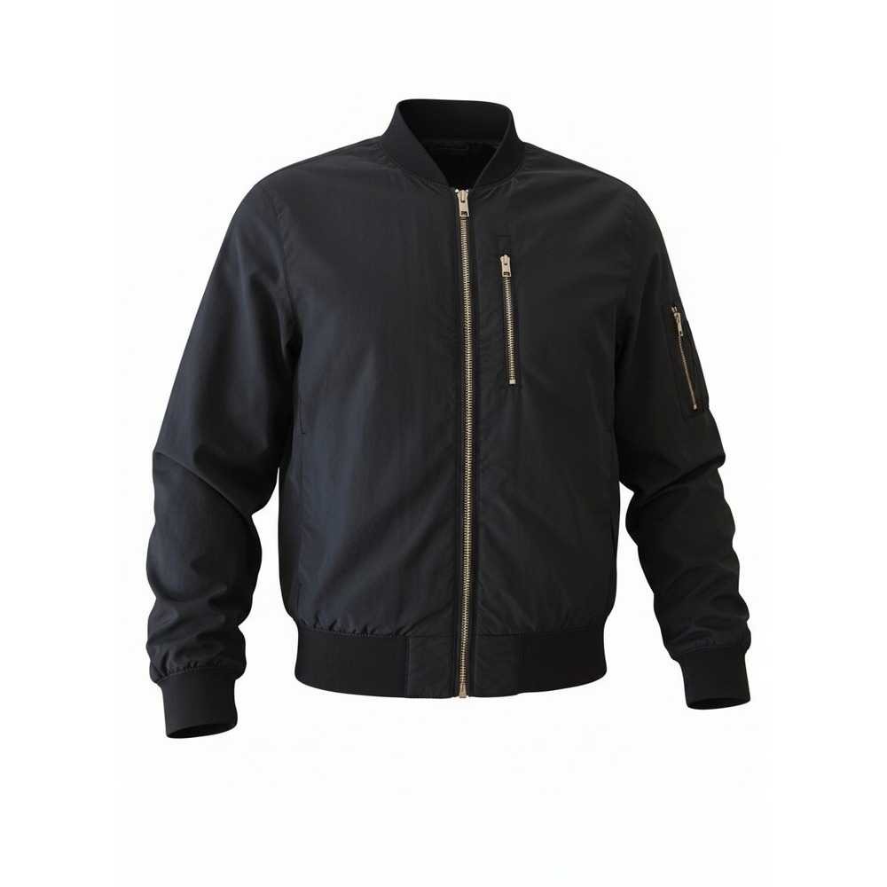H&M MA-1 Bomber‎ Jacket Full Zip Lightweight Pocket Small Black Streetwear Urban